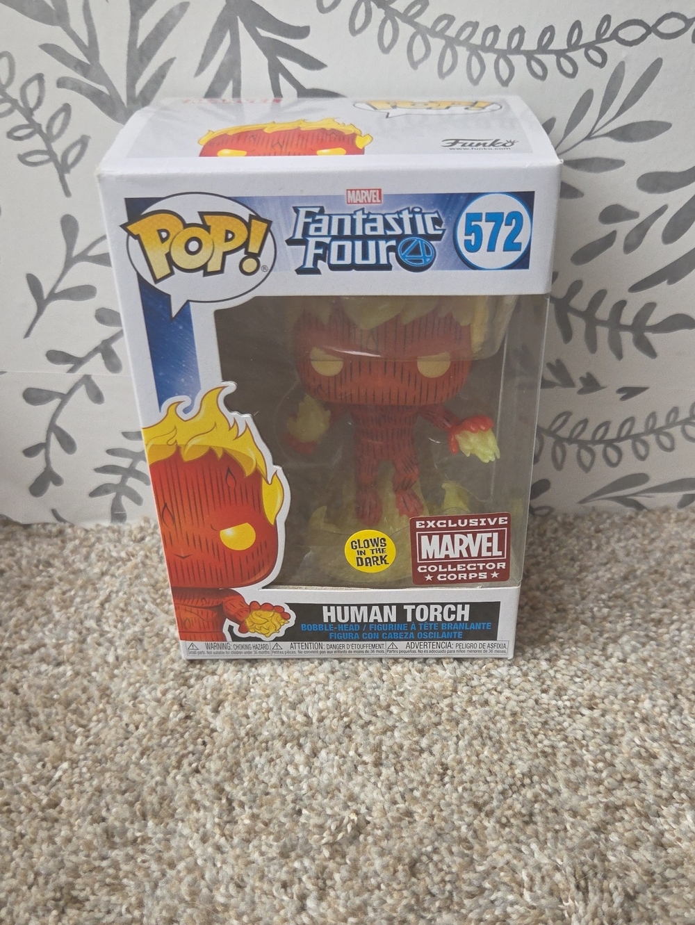Funko Pop! Marvel Human Torch #572 Glows In The Dark